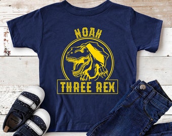 Custom Rex Birthday Shirt, Three Rex Birthday Shirt, Dinosaur Birthday Shirt, 3rd Birthday Shirt, Custom Birthday Shirt, Dino Birthday Shirt