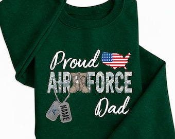 Custom Proud Air Force Family Sweatshirt, Personalized Air Force Mom Dad Hoodie, Military Support Pullover, Camo Military Family Gift