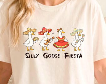 Silly Goose Fiesta Shirt, Funny Cinco De Mayo Goose Shirt, Retro Mexican Party Tee, Goose Lover Gift, Festive Taco Goose, Cute Animal Fiesta