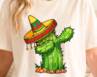 Dab Cactus Shirt, Cinco De Mayo Dabbing Cactus T-shirt, Fiesta Party Wear, Funny Mexican Hat Cactus Tee, Cinco De Mayo Gift, Cute Desert Art