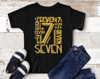 7th Birthday Shirt, Toddler Birthday, Kids Birthday Shirts, Number Seven Shirt, Boys 7th Birthday Shirt, Girls 7th Birthday Shirt