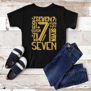 Chemise de 7ème anniversaire, anniversaire d’enfant en bas âge, chemises d’anniversaire d’enfants, chemise numéro sept, chemise de 7ème anniversaire de garçons, chemise de 7ème anniversaire de filles