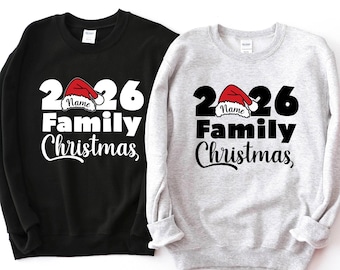 Custom Family Christmas 2026 Sweatshirt, Family Matching Christmas Sweatshirt, Personalized Family Sweatshirt, Custom Name Christmas Hoodie