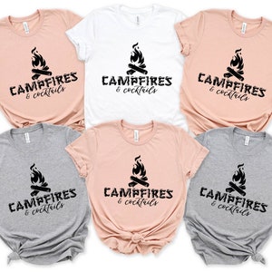 Campfires And Cocktails Shirt, Camp Lover Gift, Nature Lover Gift, Camp Life Shirt, Camping Shirt, Hiking Shirt, Camper Gift, Campfire Shirt