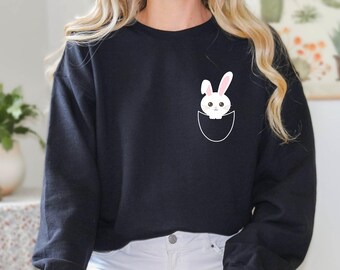 Bunny Lover Easter Sweatshirt, Happy Easter Funny Sweatshirt, Women Easter Sweatshirt, Easter Bunny Gift, Bunny Hoodie, Cute Easter Sweater