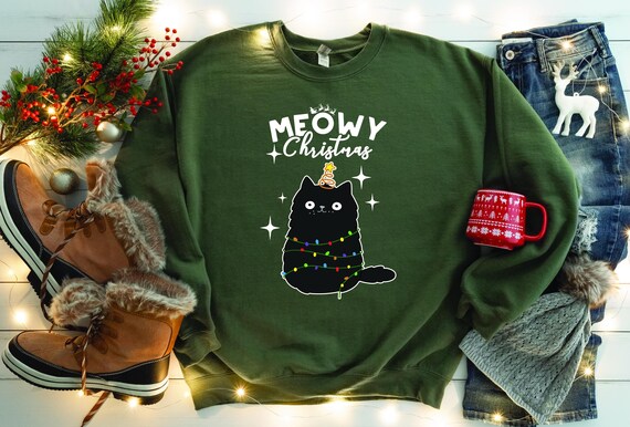 Meowy christmas sweatshirt sale