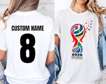 North America Football 2026 Personalized Tee, International Soccer Fan Jersey Style, Custom Name & Number Sports Shirt