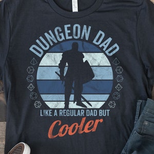 DnD Dungeon Dad Shirt | Fun TTRPG D&D Fathers Day, Bday or Xmas Gift | Dungeons and Dragons Clothing for Him | Winter Sun Color Variant