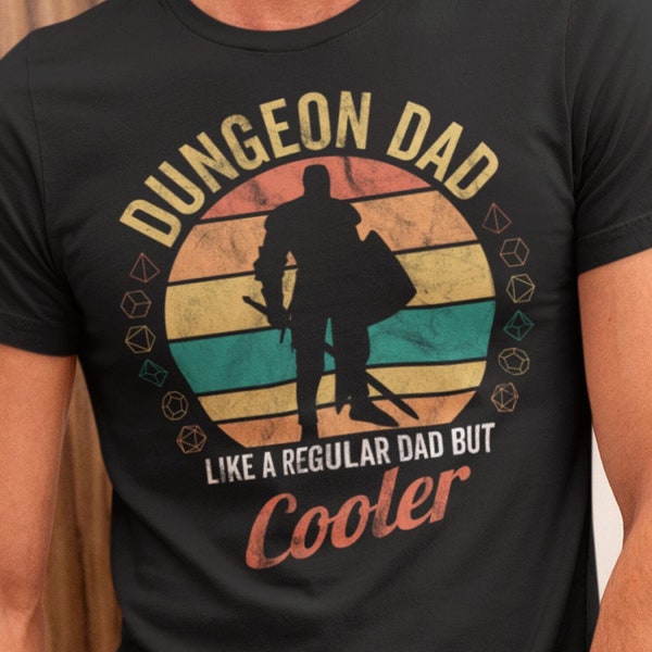 DnD Dungeon DaD-shirt (S-4XL) retro zonsondergangontwerp