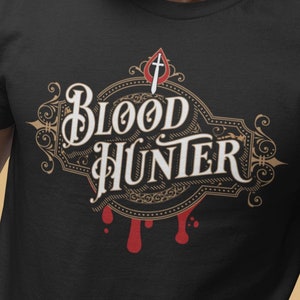 Blood Hunter DnD Shirt, Vintage Schriftart Dungeons und Drachen T-Shirt, Unisex DnD Charakter Geschenk für Spieler