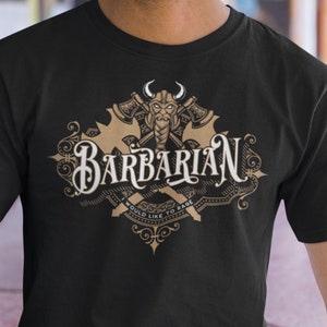 Barbarian Class D&D Shirt - Vintage Style Dungeons and Dragons Tee | Unisex Tabletop RPG Gift for Gamers or Group