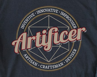DnD Artificer Shirt, Dungeons and Dragons TShirt for Him or Her, Birthday DnD Gift for Players, D and D Character Class D20 Dice Tee