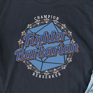 Custom D&D Fighter Barbarian Multiclass T-Shirt: Sizes S-4XL