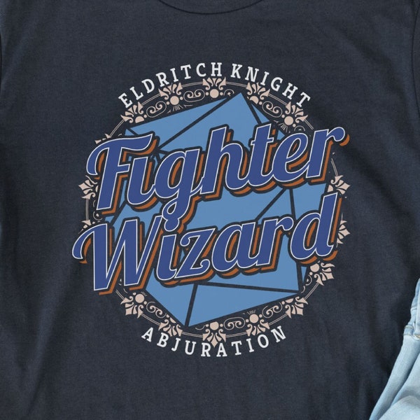 Fighter Wizard Personalized DnD Shirt, Dungeons and Dragons Custom Character TShirt for Him or Her, D&D Birthday Gift for Players or Party