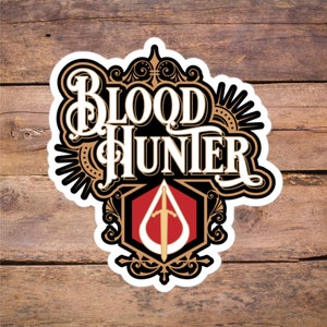 Adesivo de classe de personagem Blood Hunter DnD, Dungeons and Dragons, presentes TTRPG D&D, presente geek para ele, ela ou fã de Critical Role