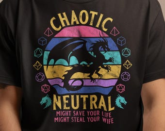 DnD Chaotic Neutral Alignment Shirt (S-4XL) 80s Sunset