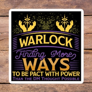 Adesivo de classe de personagem Warlock DnD | Encontrando mais maneiras do que o Mestre pensou ser possível Adesivo D&D | Presentes Dungeons and Dragons | Presente DnD