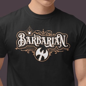 D&D Barbarian Shirt - Vintage Font Graphic (SML–4XL)