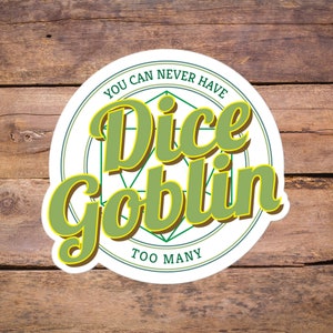 Adesivo Dice Goblin TTRPG [Branco] | Presentes DnD | Jogos RPG DnD | Jogo de RPG | Presente D&D | Dungeons and Dragons