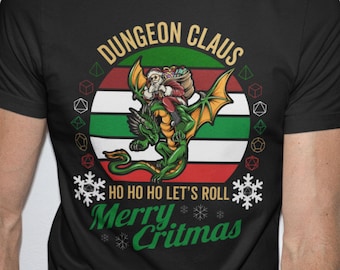 DnD Christmas Shirt (S-4XL) Dungeon Claus Merry Critmas Tee