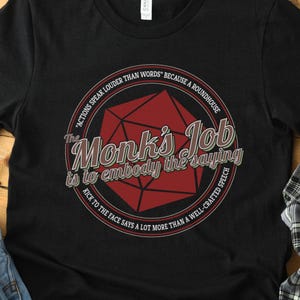 D&D Monk T-Shirt – Funny RPG Job Description Tee (S–4XL)