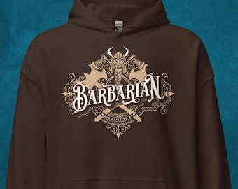 DnD Barbarian Character Class Pullover Hoodie (S-4XL)