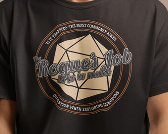 Funny D&D Rogue Job Description Shirt (S–4XL)