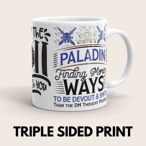 Paladin DnD Mug, Gift for Dungeons and Dragons, D&D Cup for Men or Women, Funny DM Joke, D and D Character Class Mug for Players