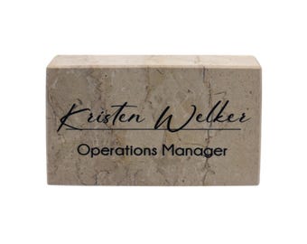 Solid Marble Desk Name Plate – Classic Thickness Natural Stone | Luxury Marble Office Decor & Personalized Gift