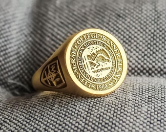 Custom Engraved College Class Ring, Personalized College Class Ring Silver, School Ring, Custom College Ring, Lees McRae College Banner ELK