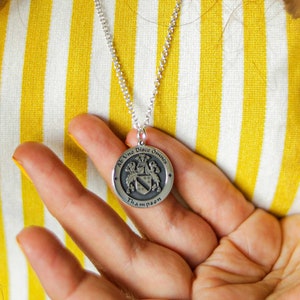 Silver and Gold Custom Pendant, Personalized Engraved Necklace for Men and for Women, Custom Mens Jewelry with Family Crest and Coat of Arms