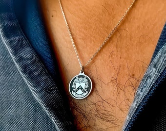 Personalisierte Familienwappen Halskette, Wappen Anhänger nach Maß mit Sterling Silber