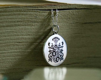 Personalized Family Crest Necklace, Custom Made Coat of Arm Pendant with Sterling Silver