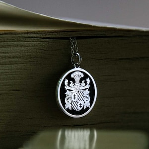 Personalized Family Crest Necklace, Custom Made Coat of Arm Pendant with Sterling Silver