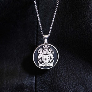 Personalized Family Crest Necklace, Custom Made Coat of Arm Pendant with Sterling Silver
