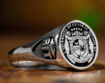 Anillo de sello grabado personalizado con plata de ley, anillo de escudo personalizado tradicional