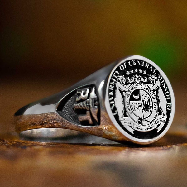 Custom Engraved Signet Ring with Sterling Silver, Traditional Personalized Coat of Arm Ring