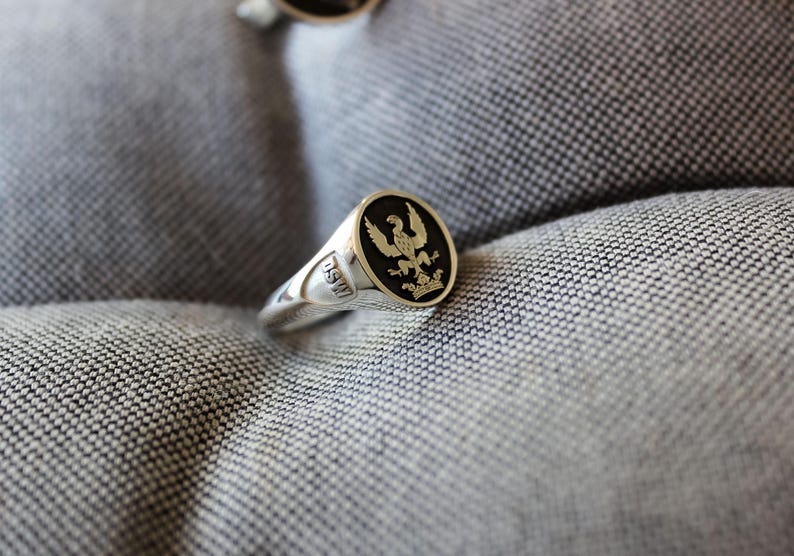 Custom Made Logo Rings Custom Engraved Logo Ring, Personalized Family Crest Signet Ring With ...