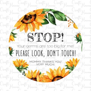 Stroller Tag - Digital file - Stop - Your Germs Are Too Big For Me - Sublimation - Don&#39;t Touch - Baby Tag - JPEG - PNG