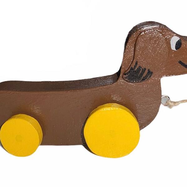 Petit jouet de traction de Dachshund pour la décoration
