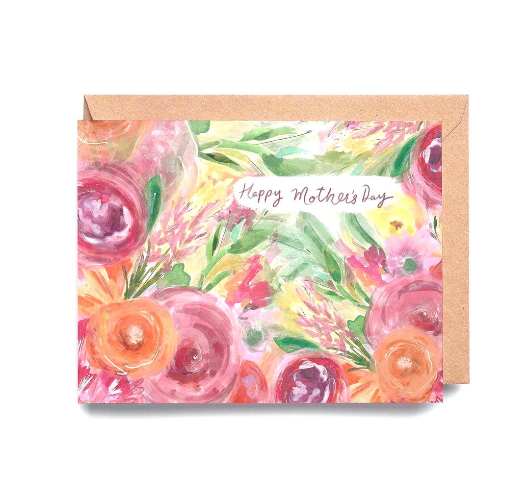 Floral Mother's Day Card | Flower Card for Mom | Watercolor Happy ...