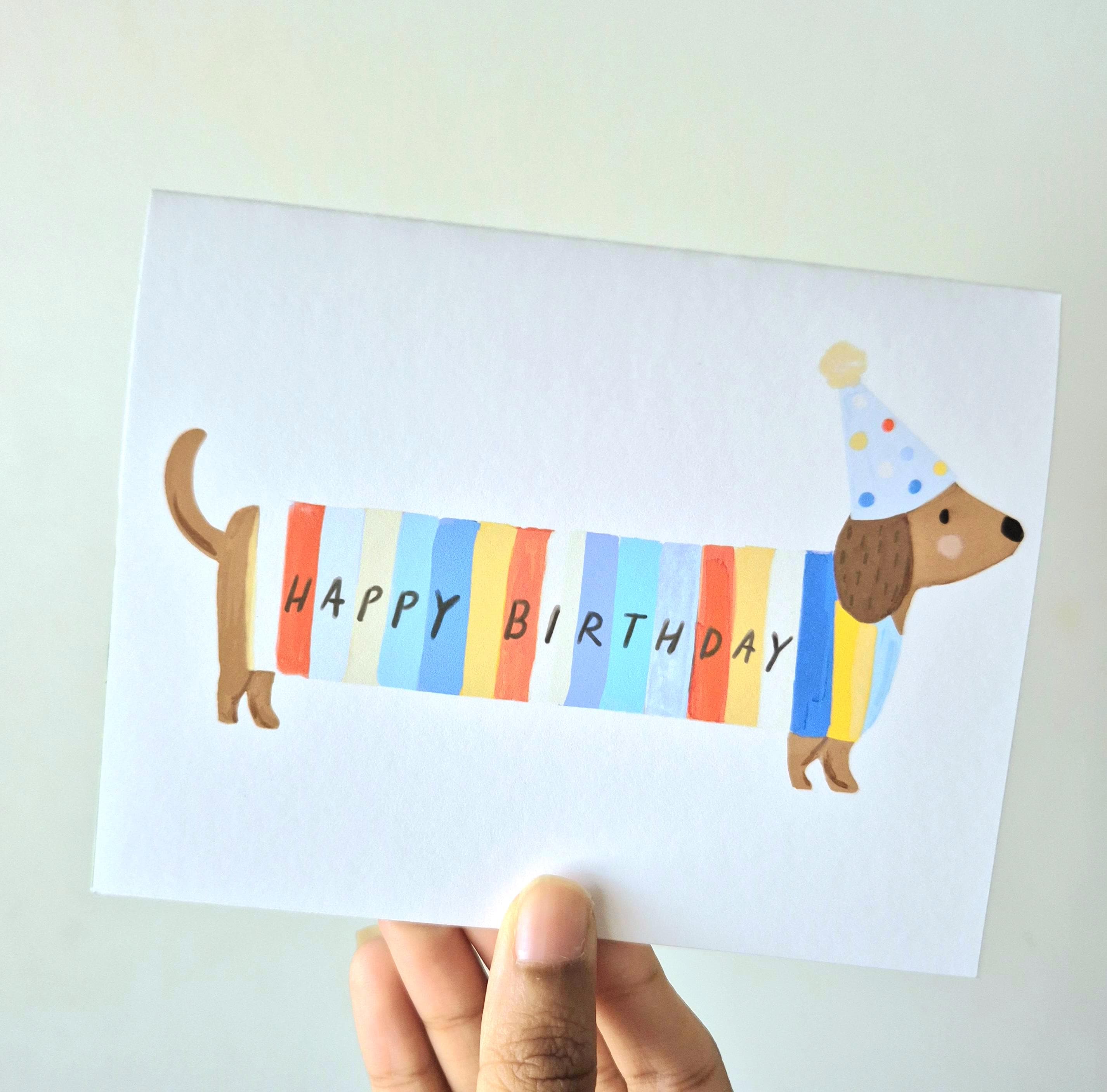 Dachshund Birthday Card, Wiener Dog Birthday Card, Sausage Dog Card ...