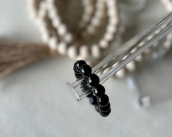 10mm Black Onyx Bead Bracelet, Black Bead Bracelet, Chunky Bracelet, Stacking Bracelet, Black Jewelry || Cali