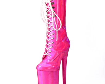 Laser Light - Neon Pink Mid-calf Pole Dance Shoes, Pole boots, Exotic shoes, pole dancing, pole shoes protector