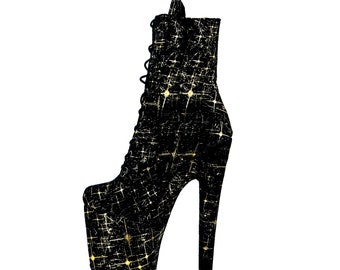 Starry Night - Black Suede Pole Dance Shoes, Pole boots, pole dancing shoes, Exotic shoes, Pleasers