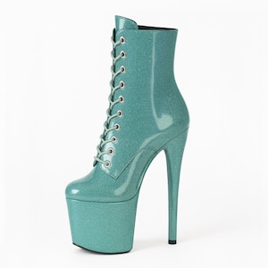 Mint Patent Pole Dancing Boots: High Grip Exotic Shoes