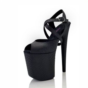 Black Serpent Luxe stiletto- Pole Dancing Sandals, Exotic Shoes, Pole Shoes, Pole dancing heels, pole dancing stilettos