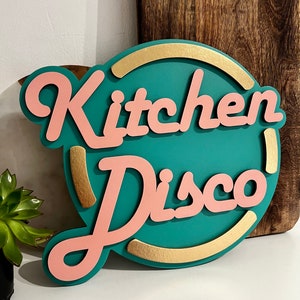 Kitchen Disco Painted Wooden Sign | Kitchen Plaque | Disco Art |