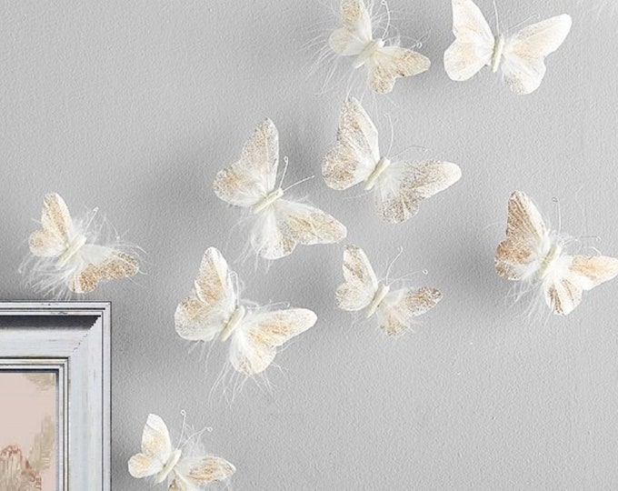 Feather Butterfly Wall Decorations 3D Wall Decals Girls Etsy