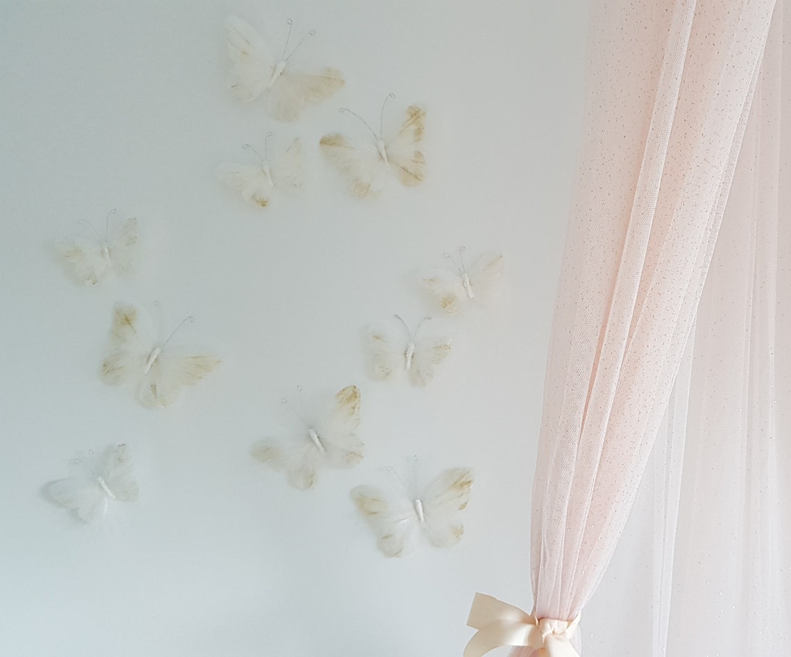 Feather Butterfly Wall Decorations 3D Wall Decals Girls Etsy